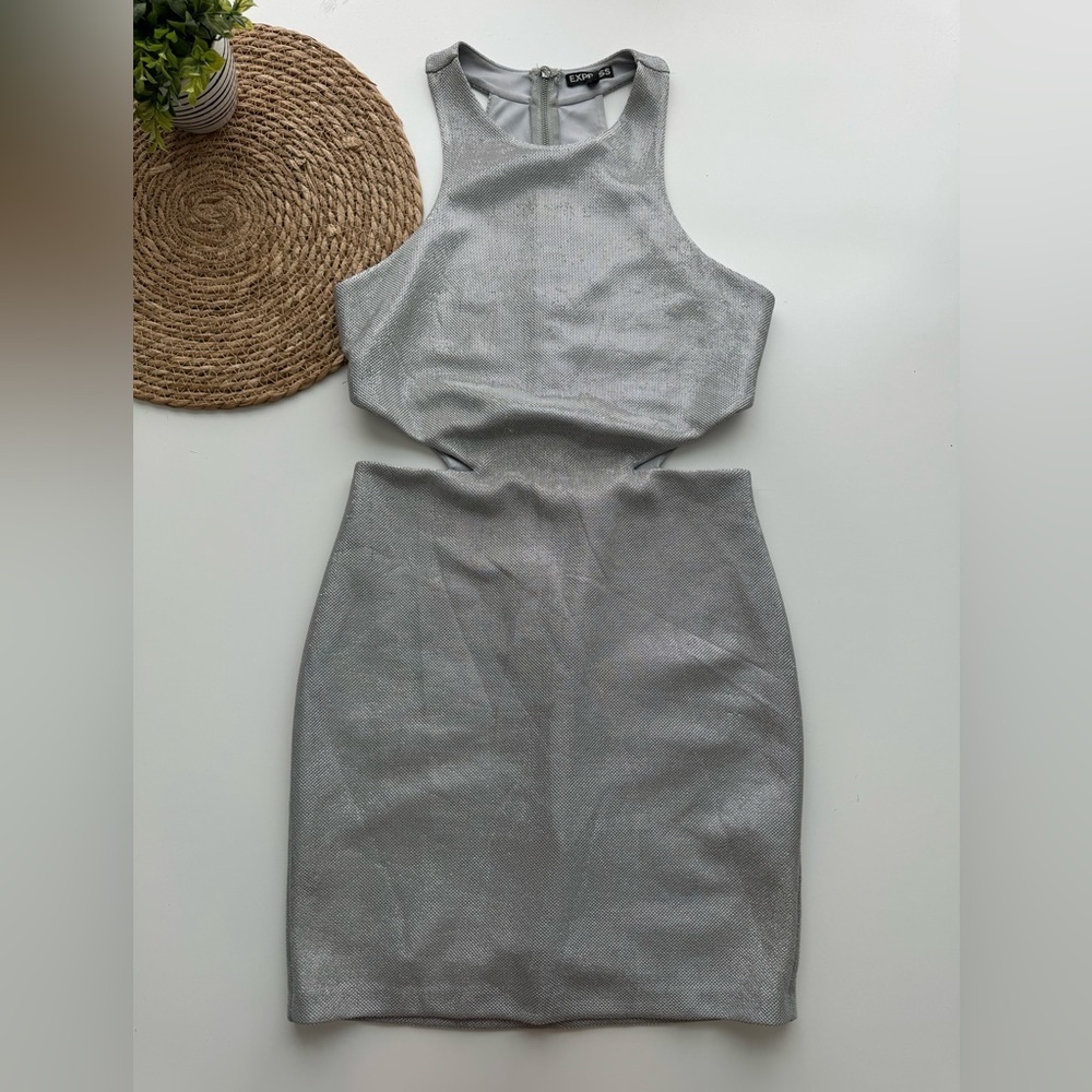 Express Silver Cutout Sheath Dress Size 8‎